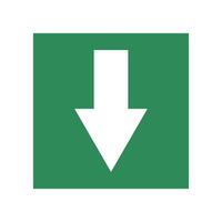 a green and white arrow pointing down on a white background vector