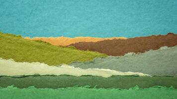 resumen paisaje en azul y verde pastel tonos - un colección de hecho a mano trapo documentos foto