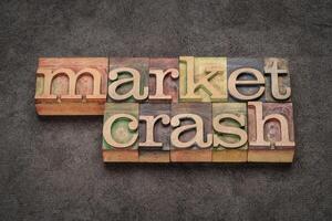market crash word abstract in wood type photo