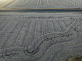 plowed fields in Misssissippi River valley near Cairo, Ilinois, November aerial view photo