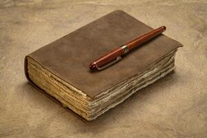 retro leather-bound journal photo