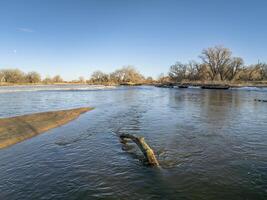 aerial view of the South Platte RIver and plains in eastern Colorado in winter scenery photo