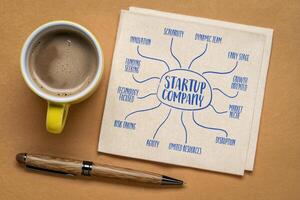 startup company - infographics or mind map sketch on a napkin, new business concept photo