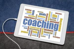 coaching word cloud on tablet photo