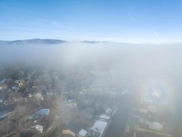 foggy winter morning over Fort Collins, Colorado photo