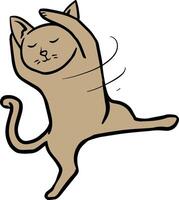 Hand drawn dancing cat color vector illustration