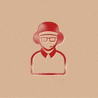 Man headphone halftone style icon with grunge background vector illustration