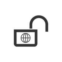 Padlock unlocked icon in thick outline style. Black and white monochrome vector illustration.