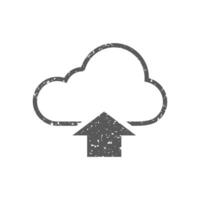 nube subir icono en grunge textura vector ilustración