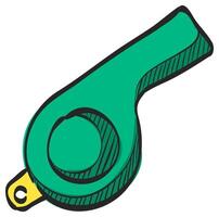 Whistle icon in hand drawn color vector illustration