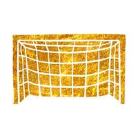 Hand drawn Football goal post icon in gold foil texture vector illustration