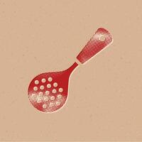 Spatula halftone style icon with grunge background vector illustration