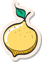 Hand drawn Lemon icon in sticker style vector illustration