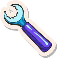 Hand drawn sticker style icon Wrench vector