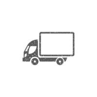 Truck icon in grunge texture vector illustration