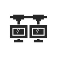 Computer network icon in thick outline style. Black and white monochrome vector illustration.