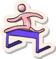 Hand drawn Hurdle run icon in sticker style vector illustration