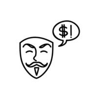 Ransom demand icon. Technology computer hacker. Hand drawn vector illustration. Editable line stroke.