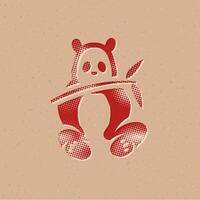 panda trama de semitonos estilo icono con grunge antecedentes vector ilustración