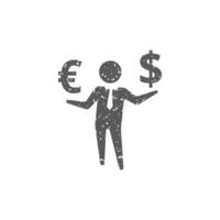 Businessman money icon in grunge texture vector illustration