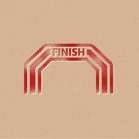 Finish line halftone style icon with grunge background vector illustration