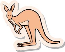 Hand drawn standing kangaroo in sticker style vector illustration