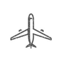 avión icono en grunge textura vector ilustración