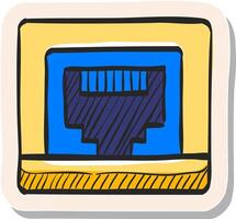 Hand drawn Local area connector icon in sticker style vector illustration