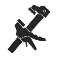 Hand drawn icon Woodworking clamp illustration. vector