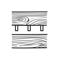 Wood pieces joint using dowels. Hand drawn vector illustration. Editable line stroke