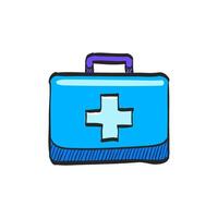 Medical case icon in hand drawn color vector illustration
