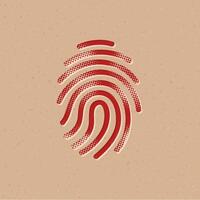 Fingerprint halftone style icon with grunge background vector illustration
