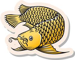 Hand drawn arowana fish in sticker style vector illustration