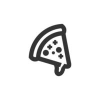Pizza icon in thick outline style. Black and white monochrome vector illustration.