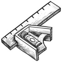 Ruler icon in sketch style. Woodworking tool vector illustration.