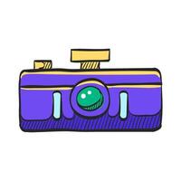 Panorama camera icon in hand drawn color vector illustration