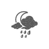 Weather overcast rainy icon in grunge texture vector illustration