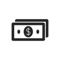 Money icon in thick outline style. Black and white monochrome vector illustration.