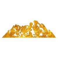 Hand drawn mountains in gold foil texture vector illustration