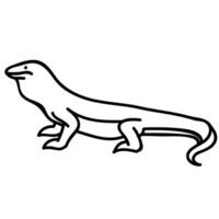 Komodo dragon animal reptile icon. Hand drawn vector illustration. Editable line stroke