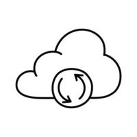 Cloud syncing icon. Hand drawn vector illustration. Editable line stroke.