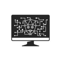 Artificial intelligence concept icon in black and white vector