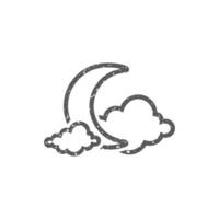 clima nublado nublado icono en grunge textura vector ilustración