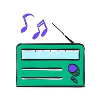 Radio icon in hand drawn color vector illustration