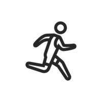 Running athlete icon in thick outline style. Black and white monochrome vector illustration.