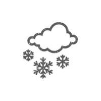 clima nublado nevando icono en grunge textura vector ilustración