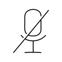 Microphone disabled icon. Hand drawn vector illustration. Editable line stroke.