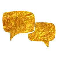 Hand drawn Chatting icon in gold foil texture vector illustration