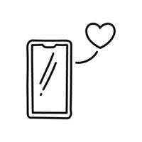 Love message icon. Hand drawn vector illustration. Editable line stroke.