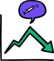 Hand drawn vaccination data chart concept icon color vector illustration